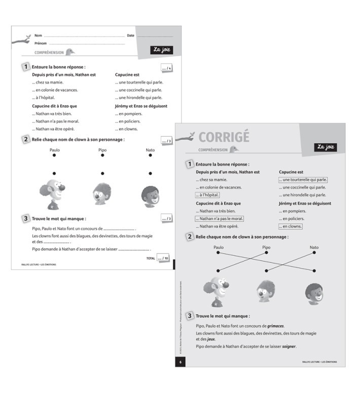 Rallye lecture CE - Les émotions - Fiches d'exploitations