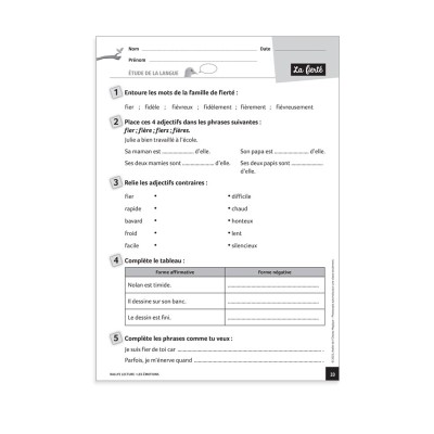 Rallye lecture CE - Les émotions - Fiches d'exploitations Rallye lecture CE - Les émotions - Fiches d'exploitations