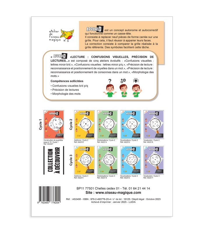 Appario Lecture – Jeu autocorrectif pour lecture et discrimination visuelle