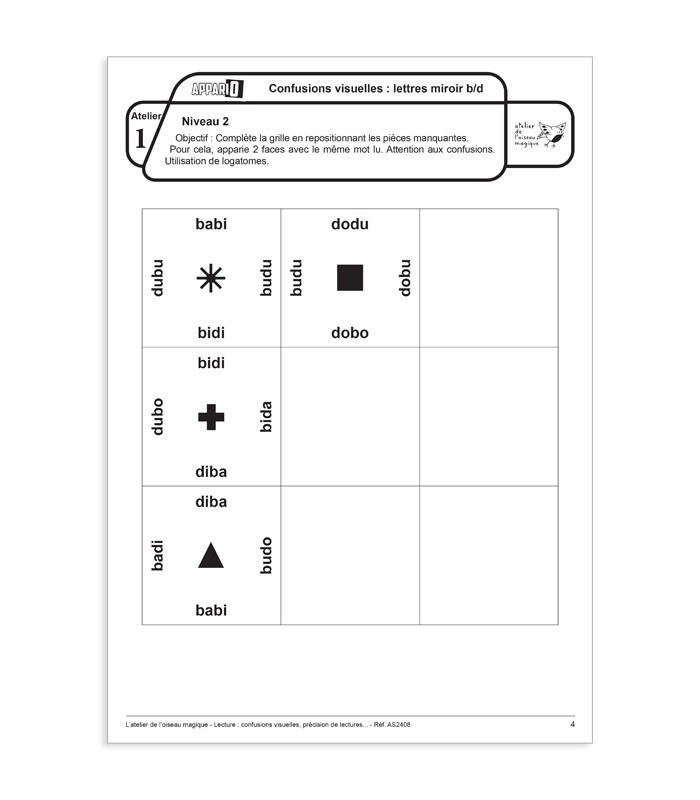Appario Lecture – Jeu autocorrectif pour lecture et discrimination visuelle