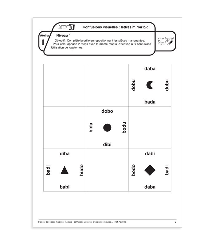 Appario Lecture – Jeu autocorrectif pour lecture et discrimination visuelle