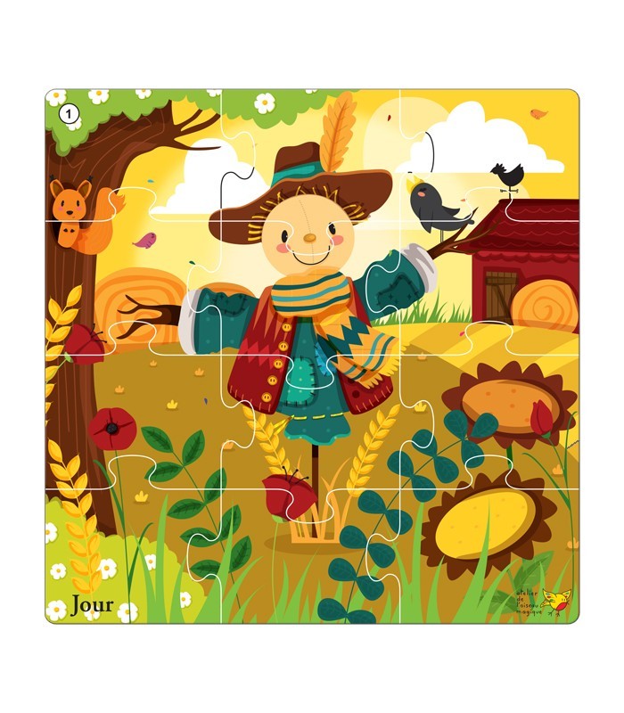 Puzzle pédagogique “Jour” – Jeu progressif pour maternelle (PS/MS)