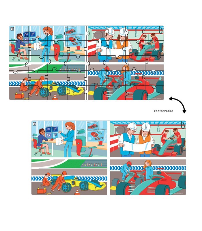 Puzzle Sport Automobile 40 pièces – Grande Section | Oiseau Magique