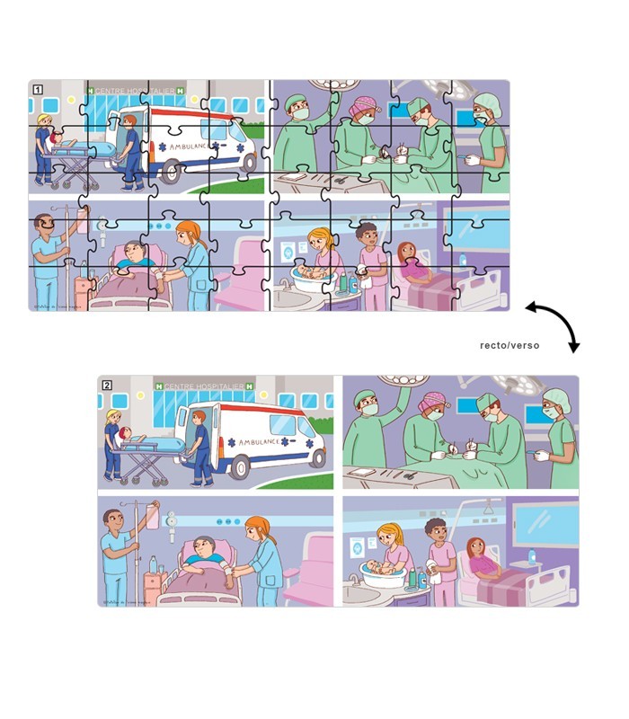 Pack 6 Puzzles Métiers 40 pièces + 6 Plateaux – Grande Section