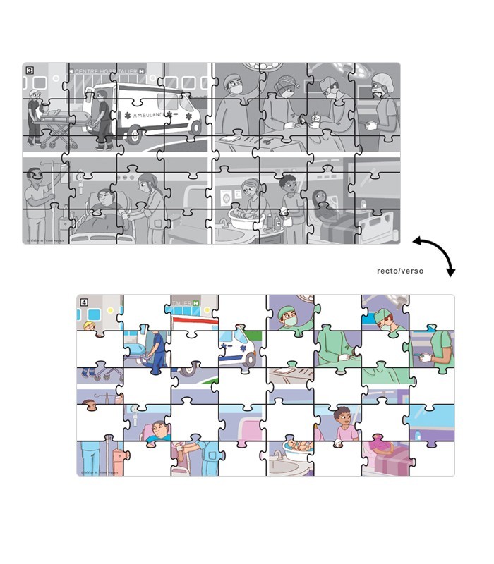 Pack 6 Puzzles Métiers 40 pièces + 6 Plateaux – Grande Section